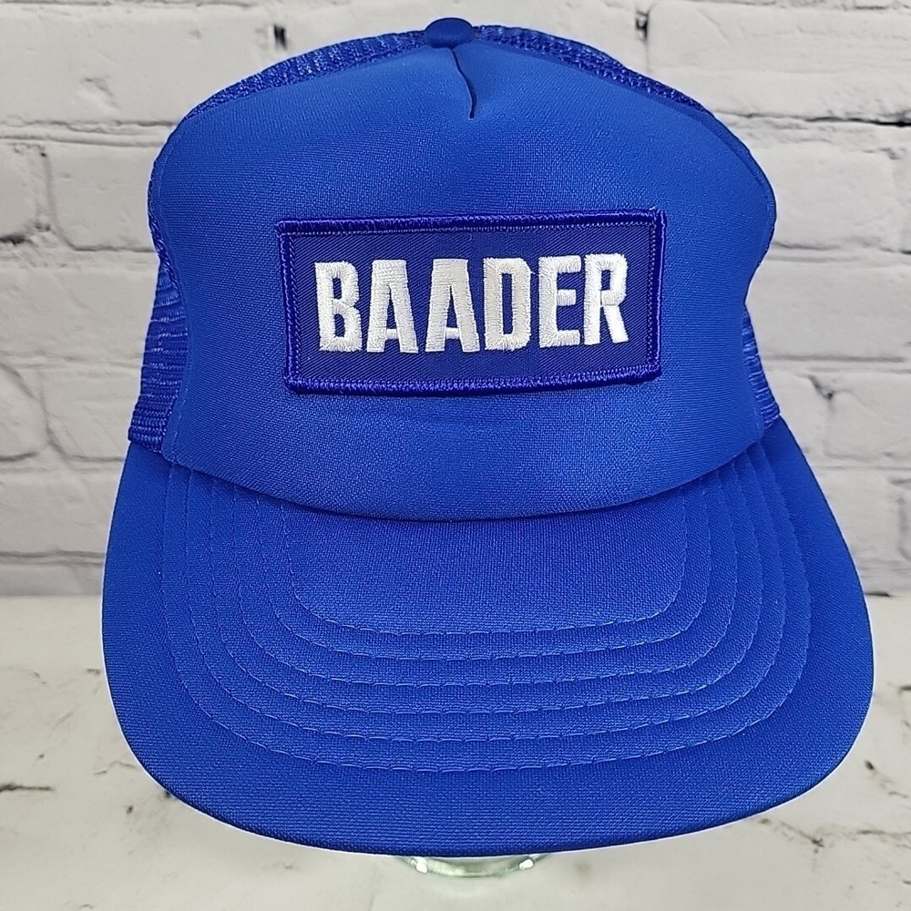 Vintage Baader Trucker Hat Mens‎ Size M/L Blue Mesh Patch Snapback Ball Cap